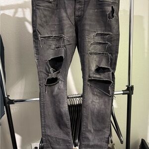 Jordan Craig Men’s Black Heavily Distressed Denim Jeans Size 38X32